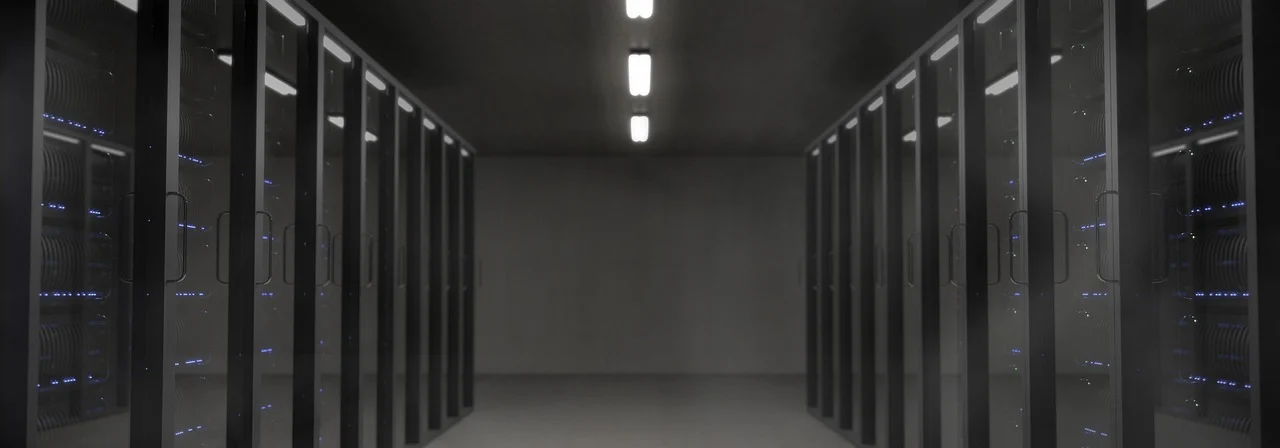 Server room with blinking lights representing caching speed
