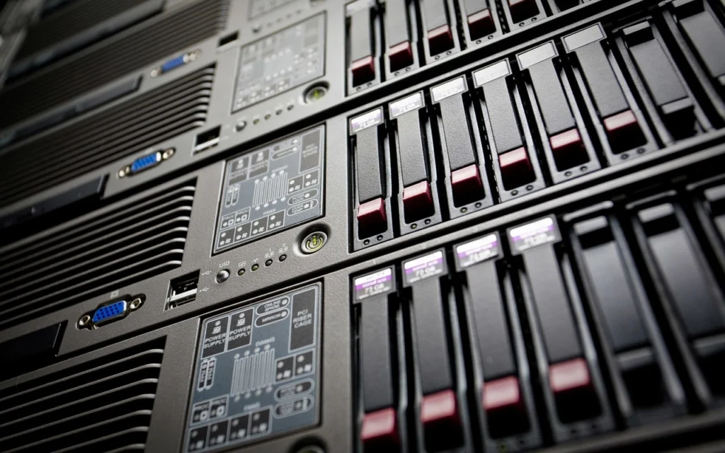 A data center server rack showing CDN infrastructure